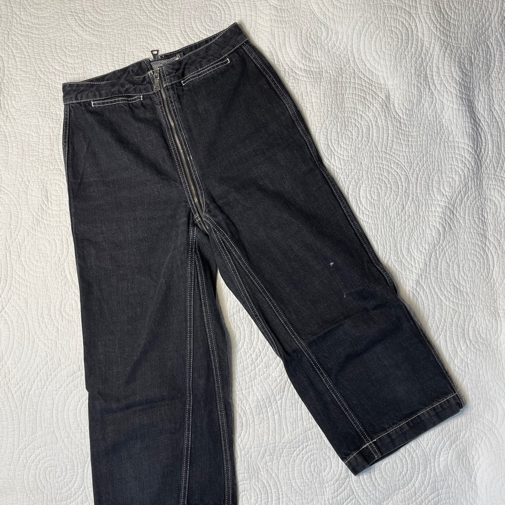 TOP SHOP ZIPPER ALL THE WAY AROUND JEAN CULOTTES